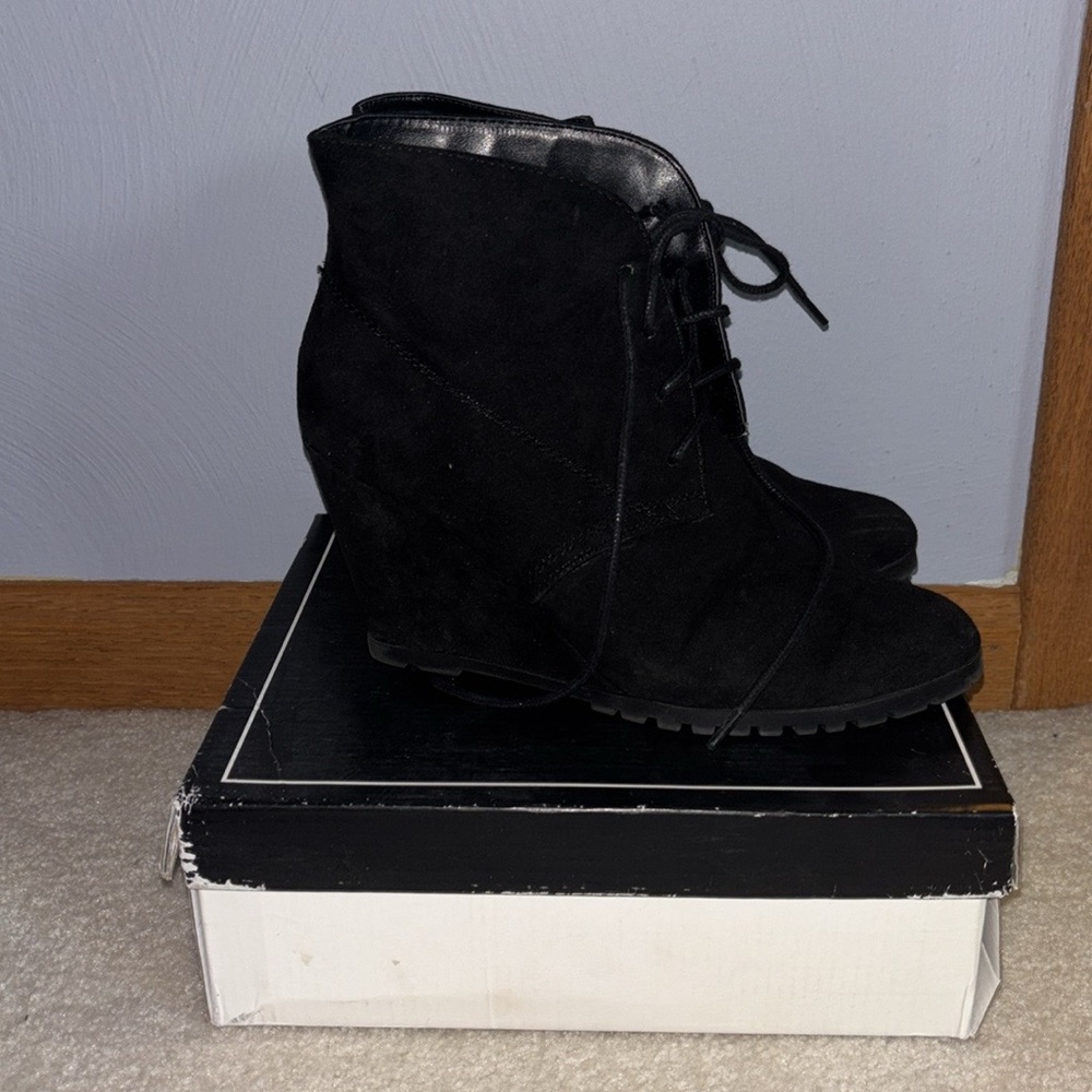Black Wedge Ankle Boots
